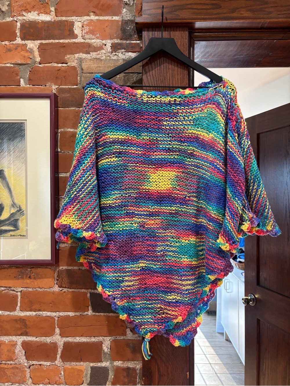 Multicolor Knit Women's Sweater Poncho
